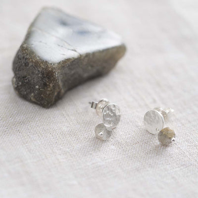 Mini Coin Labradorite Earrings