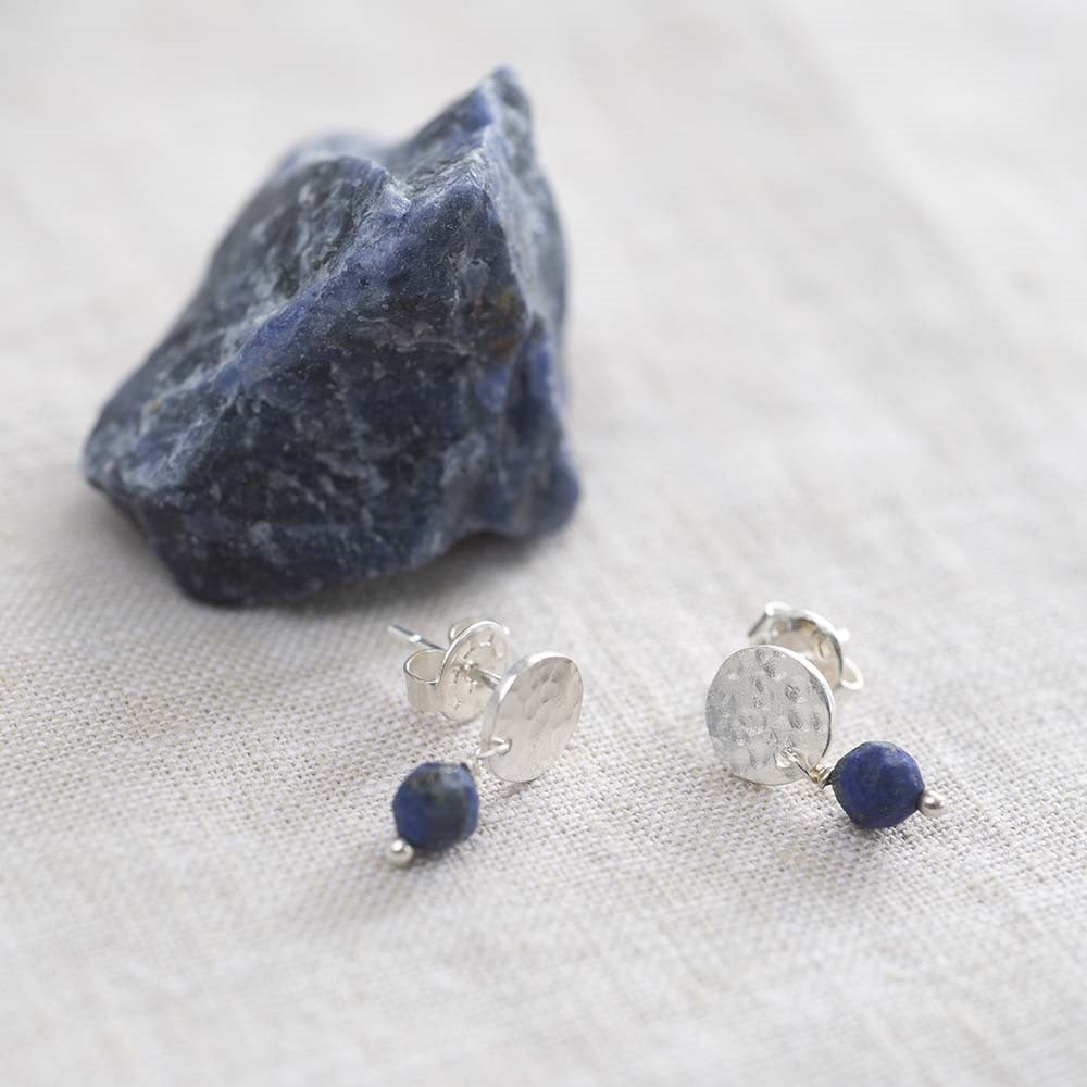 Mini Coin Lapis Lazuli Earrings